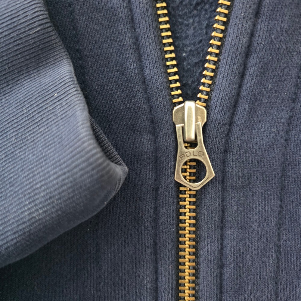 Polo Ralph Lauren Mens XL Navy Blue Full Zip Hoodie Red Pony Logo Cotton Blend - Picture 5 of 9